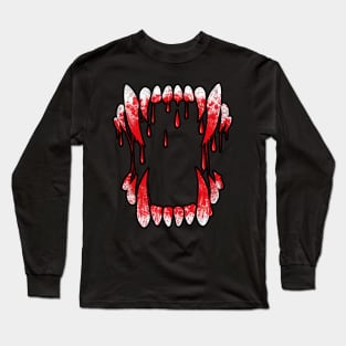 Scary Wolf Fangs With Blood! Long Sleeve T-Shirt